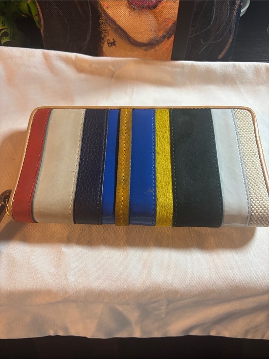 Tory Burch Handbags - Tory Burch Multicolor Striped Leather Zip Wallet